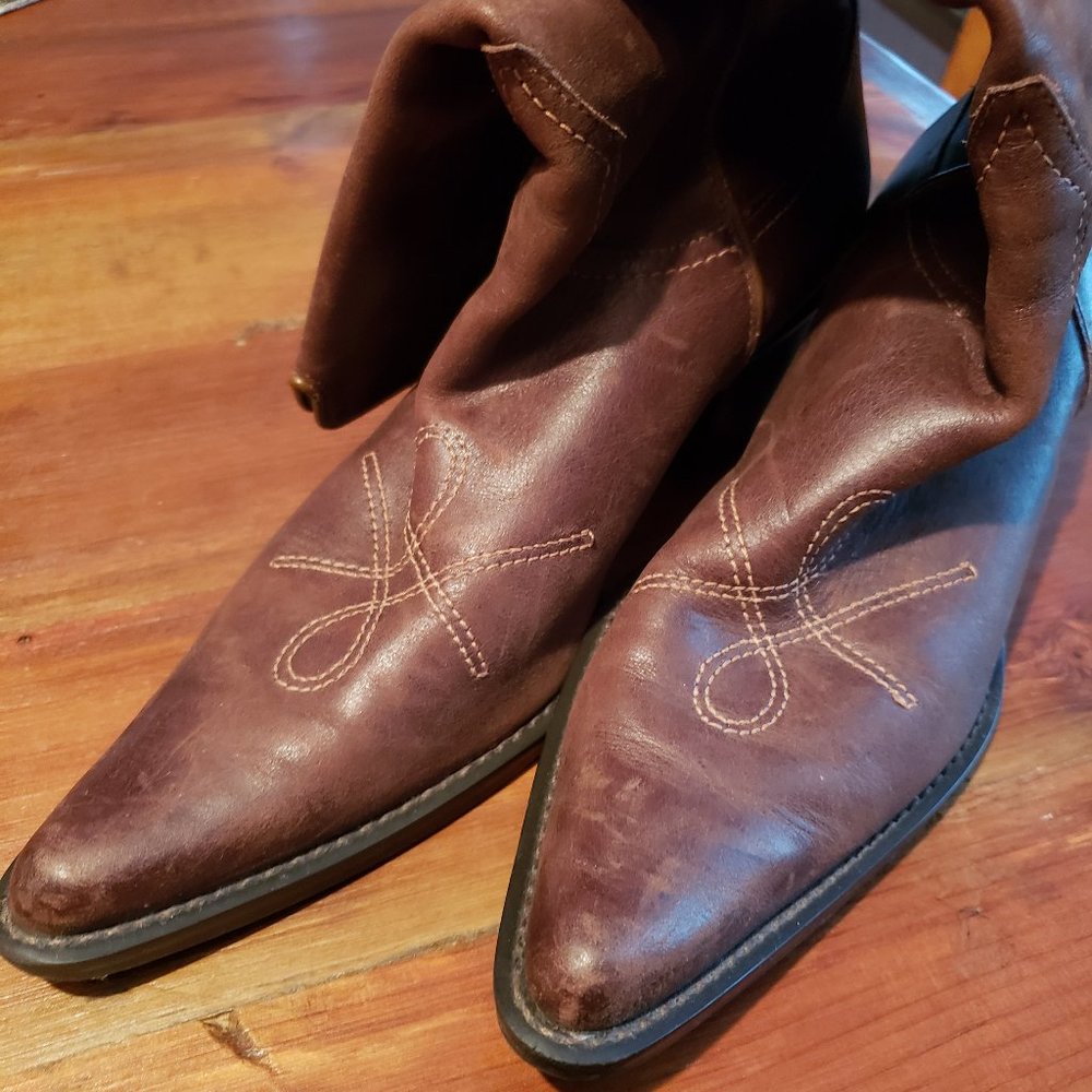 Franco Sarto Brown Cowboy Boots, Sz 6.5
